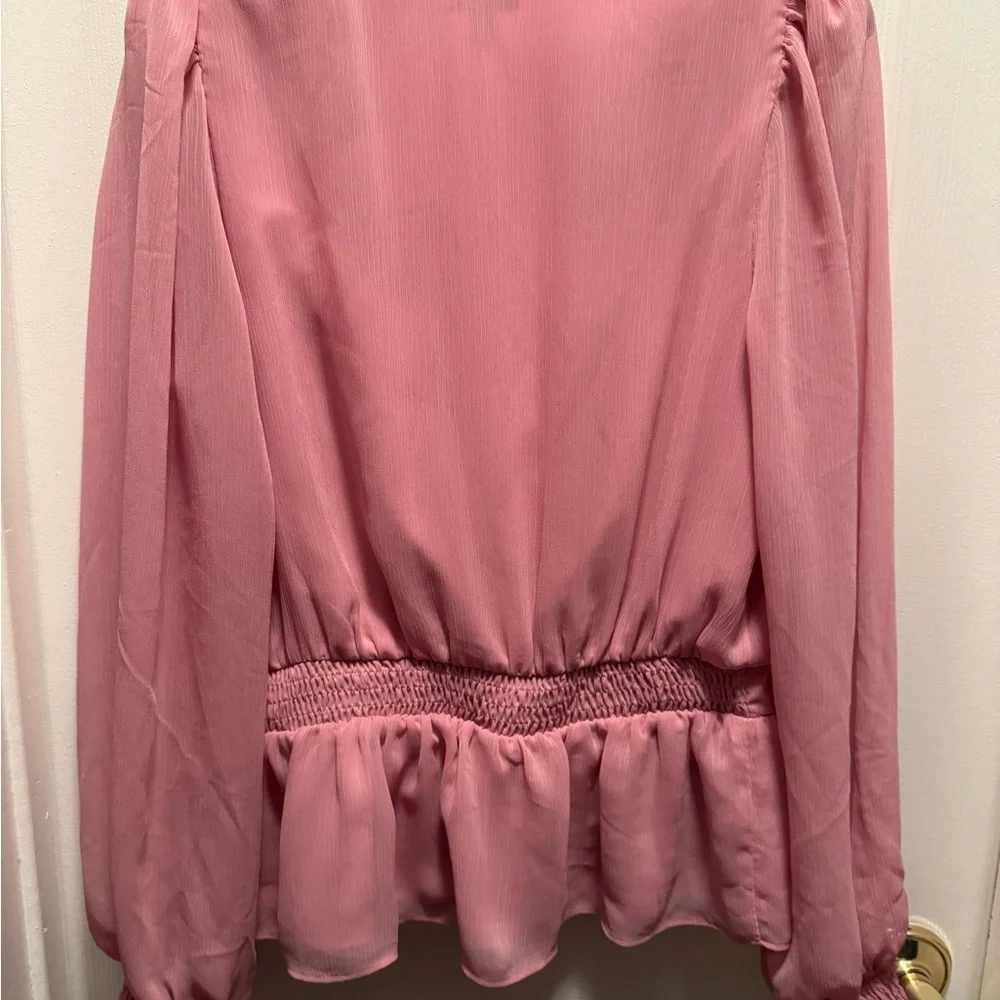 Express Blush V-Neck Wrap Blouse - Picture 3 of 3